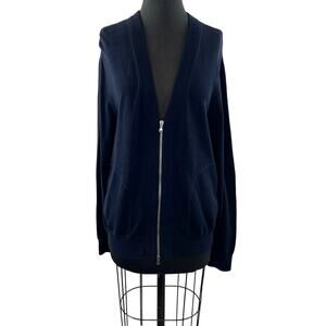 VINCE Mens Blue Cotton V-Neckline Long Sleeve Zip Front Cardigan w/ Pockets Sz M